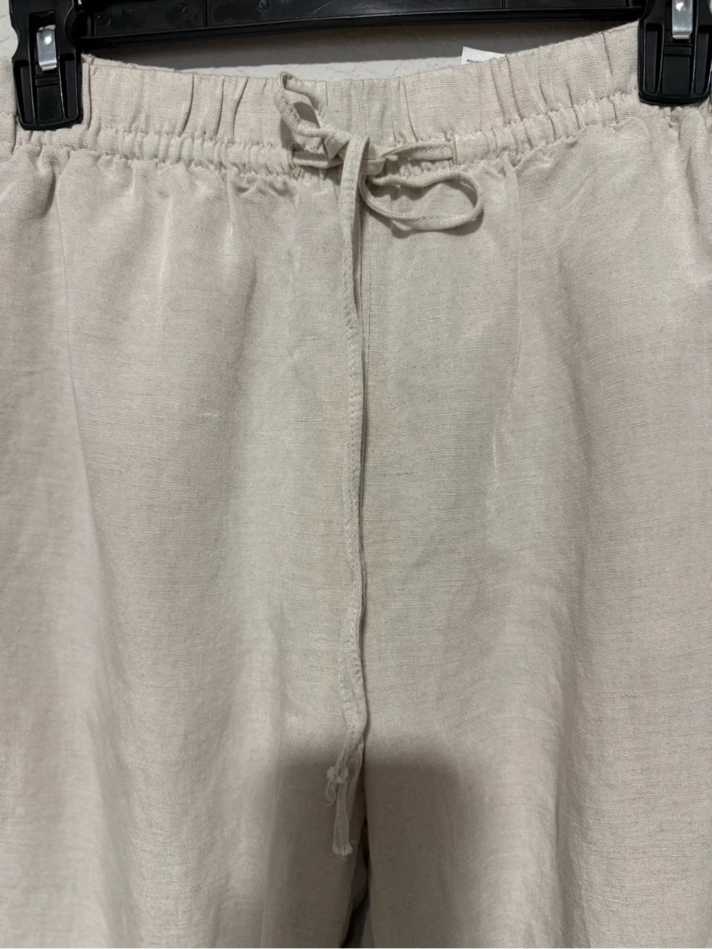 H&M Light Beige Drawstring Linen-Blend Women's Chinos